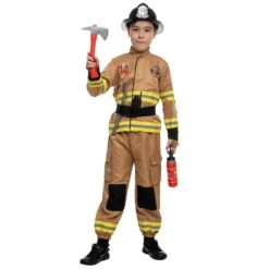 Spooktacular Kids Dark Brown Firefighter Halloween Costume - Kid Halloween Costumes