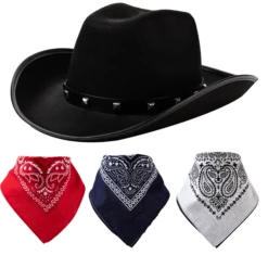 Halloween Costumes Sales 2022 25 Spooktacular Cowboy Hat with 3 Bandana Halloween Costume - Costume Accessories