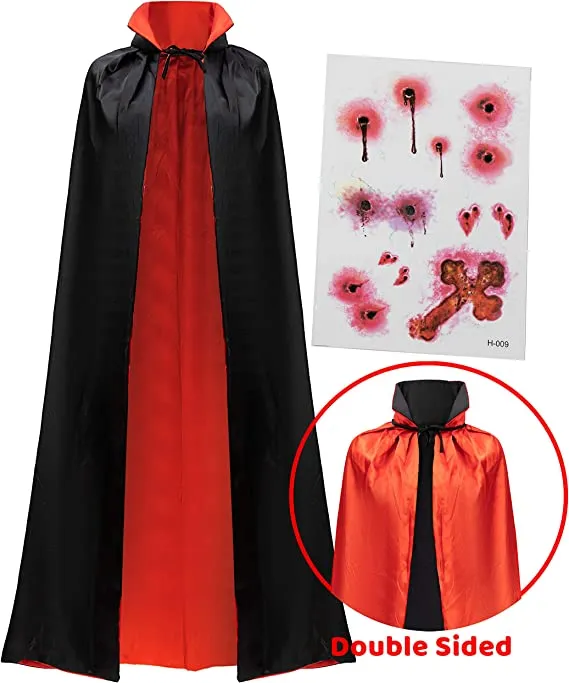 Joyin Adult Unisex Vampire with Cape and Tattoo Scar - Group Costumes 4 Joyin Adult Unisex Vampire with Cape and Tattoo Scar - Group Costumes - Image 2