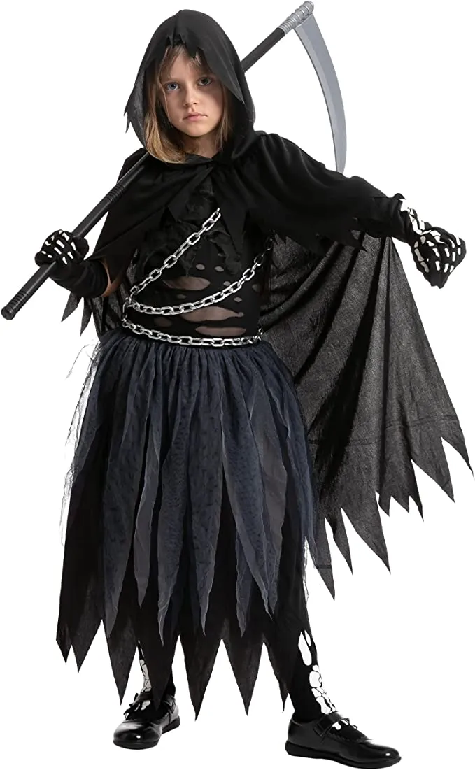Spooktacular Girls Grim Reaper Halloween Costume - Kid Halloween Costumes 6 Spooktacular Girls Grim Reaper Halloween Costume - Kid Halloween Costumes - Image 4