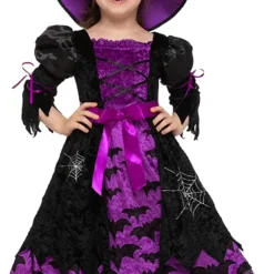 Spooktacular Girls Purple Witch Halloween Costume - Group Costumes -Halloween Costumes Sales 2022 Bat Witch Costume Purple Child 2