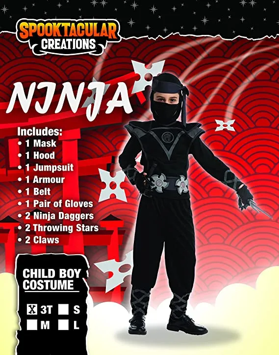Spooktacular Kids Black Ninja Halloween Costume - Group Costumes 4 Spooktacular Kids Black Ninja Halloween Costume - Group Costumes - Image 2