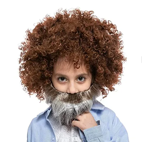 Spooktacular Brown Afro Wig and Beard for Kids - Costume Accessories 4 Spooktacular Brown Afro Wig and Beard for Kids - Costume Accessories - Image 2