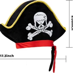 Joyin 2Pcs Captain Pirate Hat Skull Print Costume with Eye Patch - Costume Accessories -Halloween Costumes Sales 2022 Captain Pirate Hat Skull Print Costume with Eye Patch 2 Pcs 1