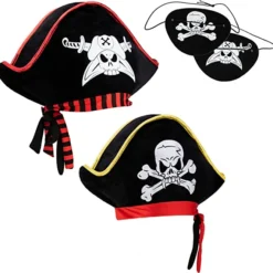 Joyin 2Pcs Captain Pirate Hat Skull Print Costume with Eye Patch - Costume Accessories