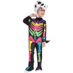 Spooktacular Child Colorful T-rex Dinosaur Skeleton Costume - Group Costumes