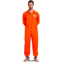 Spooktacular Adult Orange Jumpsuit Prisoner Halloween Costume - Adult Costumes