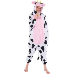 Spooktacular Adult Halloween Cow One-Piece Pajamas - Group Costumes
