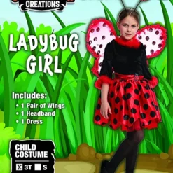 Spooktacular Girls Ladybug Halloween Costume with Wings - Kid Halloween Costumes -Halloween Costumes Sales 2022 Cute Ladybug Costume for Role Play Cosplay Child 5