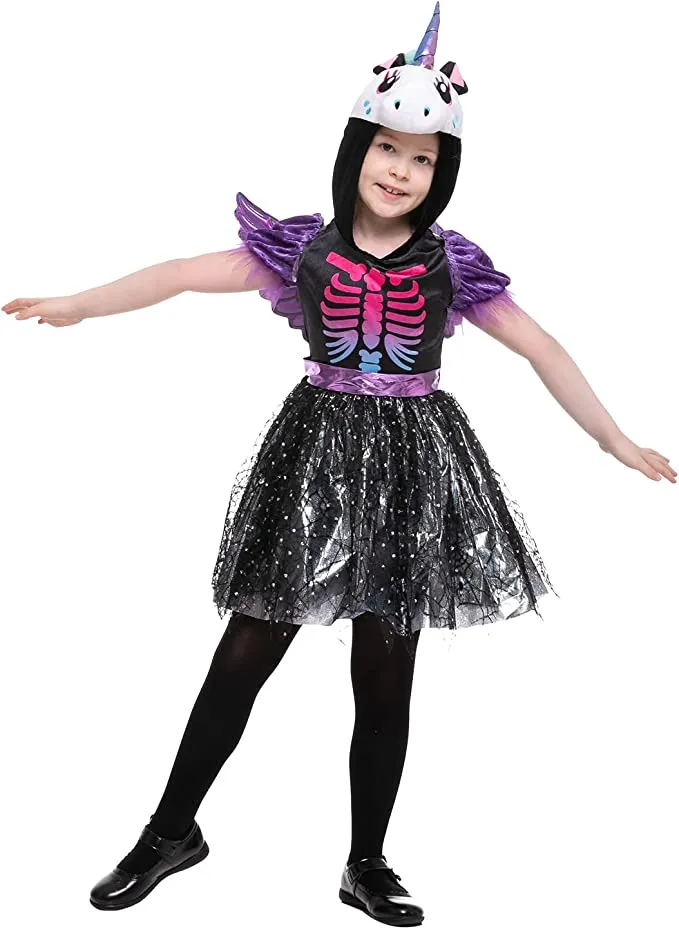 Spooktacular Girls Dark Unicorn Skeleton Dress Halloween Costume - Kid Halloween Costumes 6 Spooktacular Girls Dark Unicorn Skeleton Dress Halloween Costume - Kid Halloween Costumes - Image 4