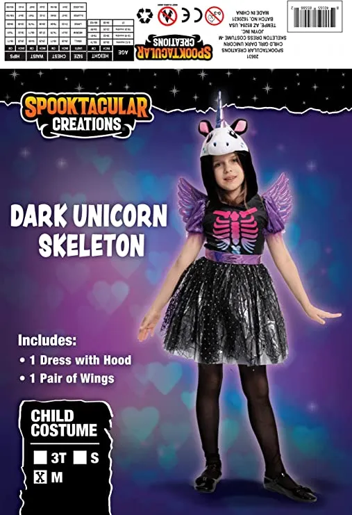 Spooktacular Girls Dark Unicorn Skeleton Dress Halloween Costume - Kid Halloween Costumes 4 Spooktacular Girls Dark Unicorn Skeleton Dress Halloween Costume - Kid Halloween Costumes - Image 2