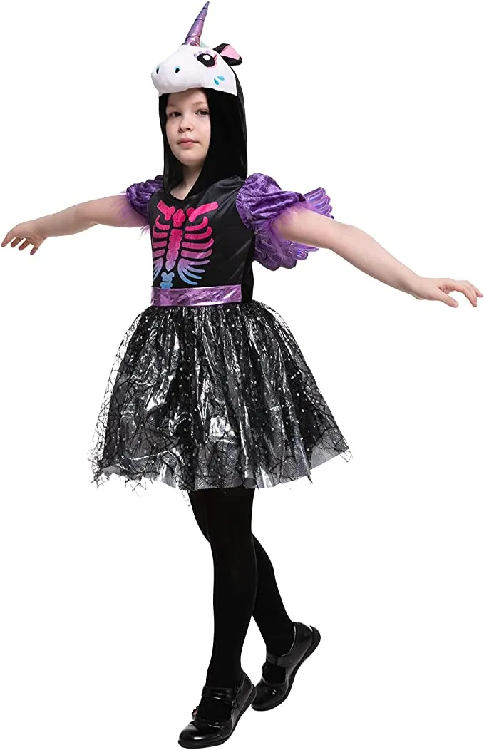 Spooktacular Girls Dark Unicorn Skeleton Dress Halloween Costume - Kid Halloween Costumes 5 Spooktacular Girls Dark Unicorn Skeleton Dress Halloween Costume - Kid Halloween Costumes - Image 3
