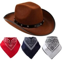 Spooktacular Cowboy Hat With Bandana 3pcs - Costume Accessories