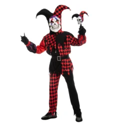 Spooktacular Kids Red Evil Jester Clown Halloween Costume - Kid Halloween Costumes
