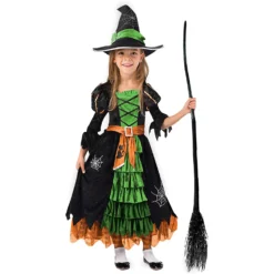 Spooktacular Girls Green Witch Halloween Costume - Kid Halloween Costumes