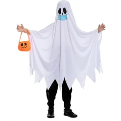 Spooktacular Child Ghost with Pumpkin Bucket Halloween Costume - Kid Halloween Costumes