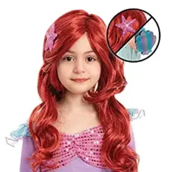 Spooktacular Girls Halloween Red Mermaid Wig - Costume Accessories