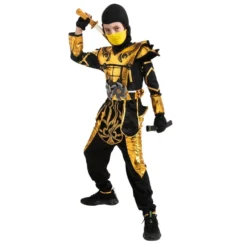 Spooktacular Boys Gold Ninja Halloween Costume - Group Costumes