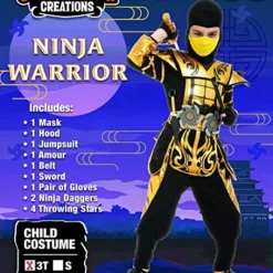 Spooktacular Boys Gold Ninja Halloween Costume - Group Costumes -Halloween Costumes Sales 2022 Gold Ninja Costume For Role Play Cosplay Child 6 结果