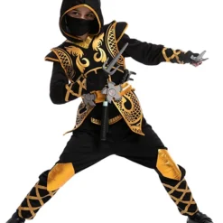 Spooktacular Kids Golden Ninja Halloween Costume - Group Costumes -Halloween Costumes Sales 2022 Golden Ninja Costume For Role Play Cosplay Child 4