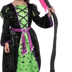 Spooktacular Girls Green and Black Witch Halloween Costume - Group Costumes -Halloween Costumes Sales 2022 Green Witch Costume For Role Play Cosplay Child 3