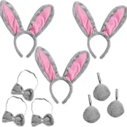 Spooktacular 3Pcs Grey Bunny Cosplay Accessories Set - Costume Accessories