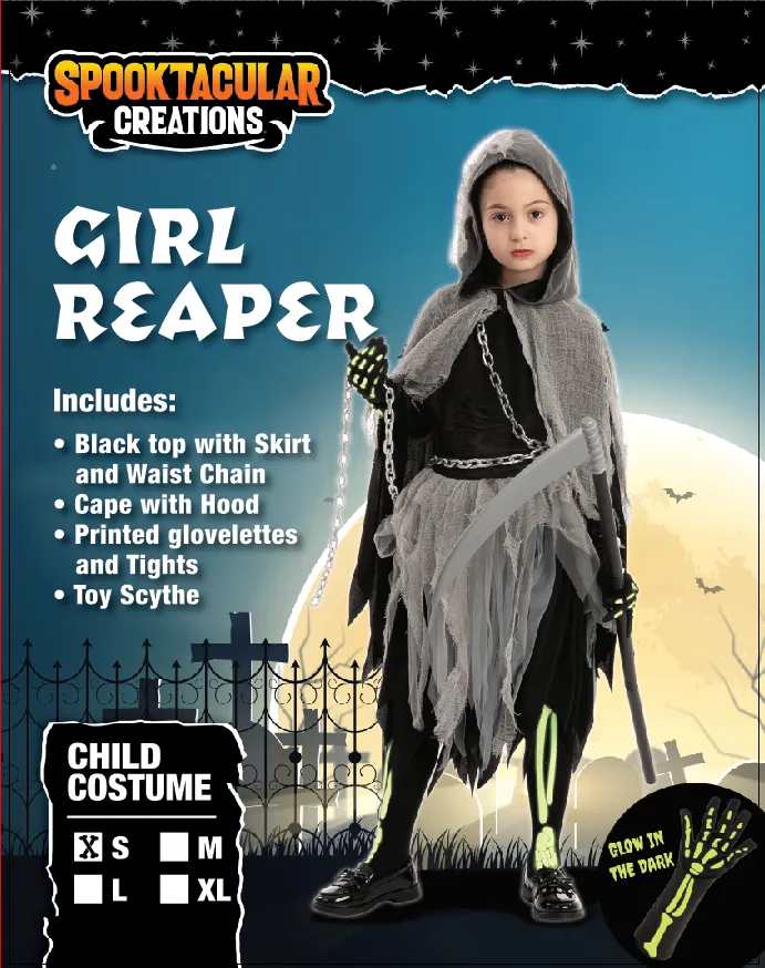 Spooktacular Girls Grim Reaper Halloween Costume - Kid Halloween Costumes 4 Spooktacular Girls Grim Reaper Halloween Costume - Kid Halloween Costumes - Image 2