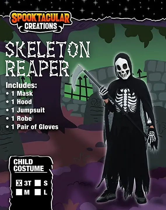 Spooktacular Boys Skeleton Grim Reaper Halloween Costume - Kid Halloween Costumes 4 Spooktacular Boys Skeleton Grim Reaper Halloween Costume - Kid Halloween Costumes - Image 2