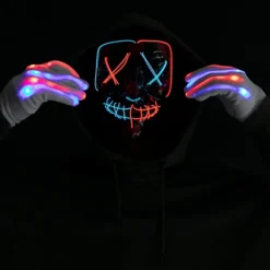 Joyin Halloween 3 Lighting Modes Led Mask Light Up Costume - Costume Accessories -Halloween Costumes Sales 2022 Halloween Led Mask Light Up With Gloves bluered 6