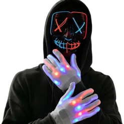 Joyin Halloween 3 Lighting Modes Led Mask Light Up Costume - Costume Accessories -Halloween Costumes Sales 2022 Halloween Led Mask Light Up With Gloves bluered 7