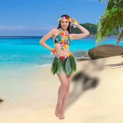 Spooktacular Hawaiian Dancer Cosplay Costume Set in Rainbow Colors - Adult Costumes