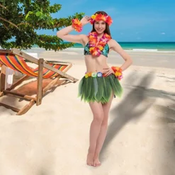 Spooktacular Hawaiian Dancer Cosplay Costume Set in Warm Colors - Adult Costumes