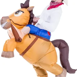 Spooktacular Adult Inflatable Cowboy Costume - Group Costumes -Halloween Costumes Sales 2022 Inflatable Cowboy Riding a horse Deluxe Costume Set 2