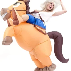 Spooktacular Adult Inflatable Cowboy Costume - Group Costumes -Halloween Costumes Sales 2022 Inflatable Cowboy Riding a horse Deluxe Costume Set 3