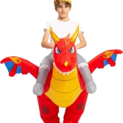 Spooktacular Kids Dragon Riding Inflatable Costume - Group Costumes -Halloween Costumes Sales 2022 Inflatable Ride On Fire Dragon Costume Child 2