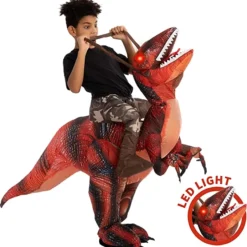 Spooktacular Inflatable Ride-On Red Raptor Costume -Adult - Adult One Size - Adult Costumes -Halloween Costumes Sales 2022 Inflatable Ride On Red Raptor Costume Adult 2 1