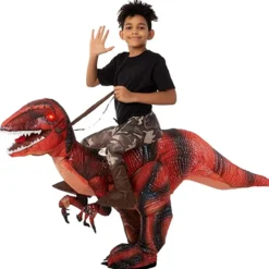 Spooktacular Inflatable Ride-On Red Raptor Costume -Adult - Adult One Size - Adult Costumes