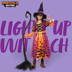 Spooktacular Girls Witch Tutu Halloween Costume - Group Costumes -Halloween Costumes Sales 2022 LED Light Up Polka Dots Witch Tutu Costume For Role Play Cosplay Child 6