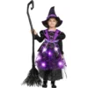 Spooktacular Girls Purple and Black Witch Halloween Costume - Group Costumes -Halloween Costumes Sales 2022 LED Light up Witch Costume For Role Play Cosplay Child 5
