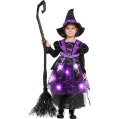 Spooktacular Girls Purple and Black Witch Halloween Costume - Group Costumes