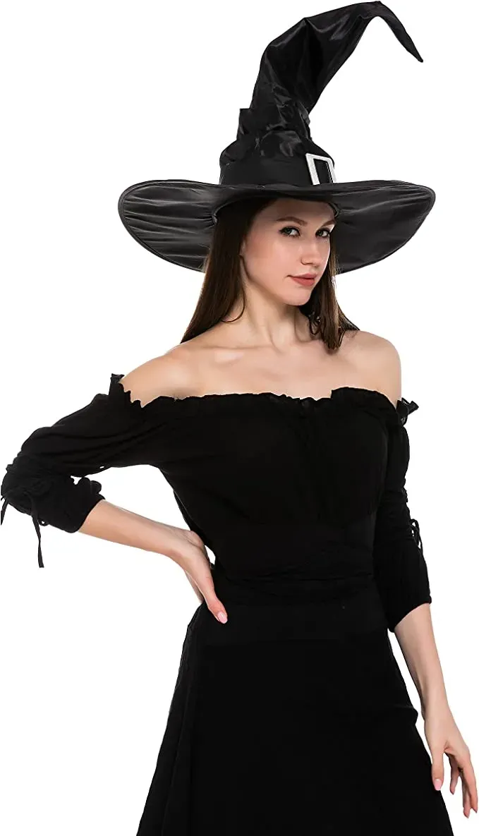Spooktacular Large Ruched Black Witch Hat Role Play Cosplay Accessaries - Adult - Costume Accessories 7 Spooktacular Large Ruched Black Witch Hat Role Play Cosplay Accessaries - Adult - Costume Accessories - Image 5