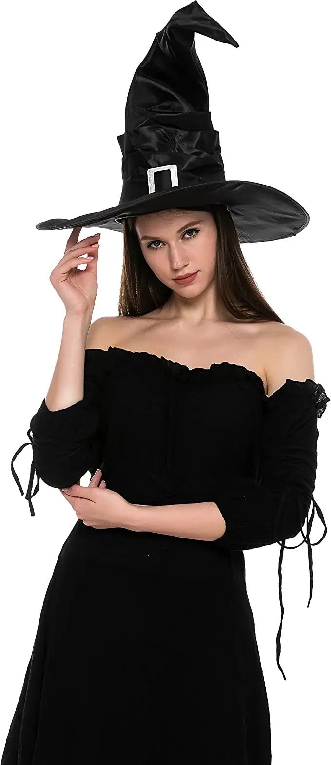 Spooktacular Large Ruched Black Witch Hat Role Play Cosplay Accessaries - Adult - Costume Accessories 6 Spooktacular Large Ruched Black Witch Hat Role Play Cosplay Accessaries - Adult - Costume Accessories - Image 4