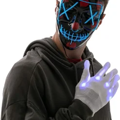Joyin 3 Lighting Modes Led Mask Light Up Halloween Costume - Costume Accessories -Halloween Costumes Sales 2022 Led Cosplay Scary Mask And Gloves 3