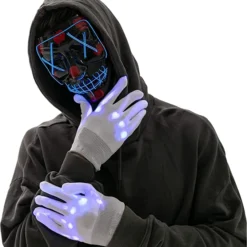Joyin 3 Lighting Modes Led Mask Light Up Halloween Costume - Costume Accessories -Halloween Costumes Sales 2022 Led Cosplay Scary Mask And Gloves 5