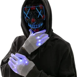 Joyin 3 Lighting Modes Led Mask Light Up Halloween Costume - Costume Accessories -Halloween Costumes Sales 2022 Led Cosplay Scary Mask And Gloves 6