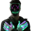 Joyin LED Light Up Scary Halloween Mask (Green and Purple) - Costume Accessories -Halloween Costumes Sales 2022 Led Multi Color Scary Mask And Gloves greenamppurple 3