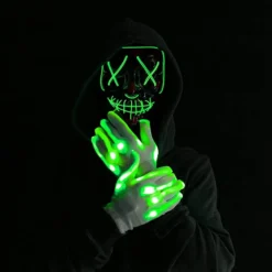 Joyin Halloween Led Mask Costume with 3 Lighting Modes (Green) - Costume Accessories -Halloween Costumes Sales 2022 Led Scary Mask And Gloves green 2 1
