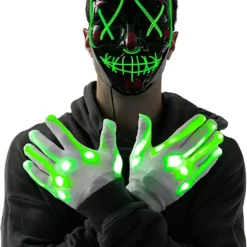 Joyin Halloween Led Mask Costume with 3 Lighting Modes (Green) - Costume Accessories -Halloween Costumes Sales 2022 Led Scary Mask And Gloves green 6