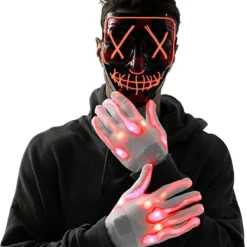 Joyin 3 Lighting Modes Led Mask Light Up Halloween Costume (Red) - Costume Accessories 14 Joyin 3 Lighting Modes Led Mask Light Up Halloween Costume (Red) - Costume Accessories -Halloween Costumes Sales 2022 Led Scary Mask And Gloves red 6
