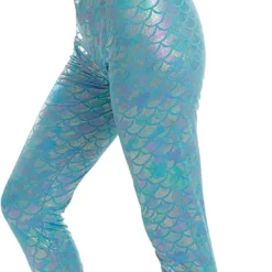 Joyin Woman Fish Scale Mermaid Leggings & Headband - Costume Accessories -Halloween Costumes Sales 2022 Light Blue Adult Women Mermaid Leggings and Headband 4